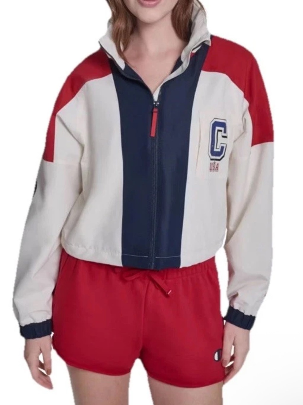 New Champion Women's Olympic Cropped Windbreaker Jacket